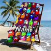 Custom Name Personalized Among Us Print Beach Towel, for Trip Camping Beach Party Home Decor, Birthday Gift for Family & Friends