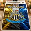 Flannel BlanketNewcastle United FC Custom Name Text Personalized Soft Warm Throw Blanket Home Decor Gift