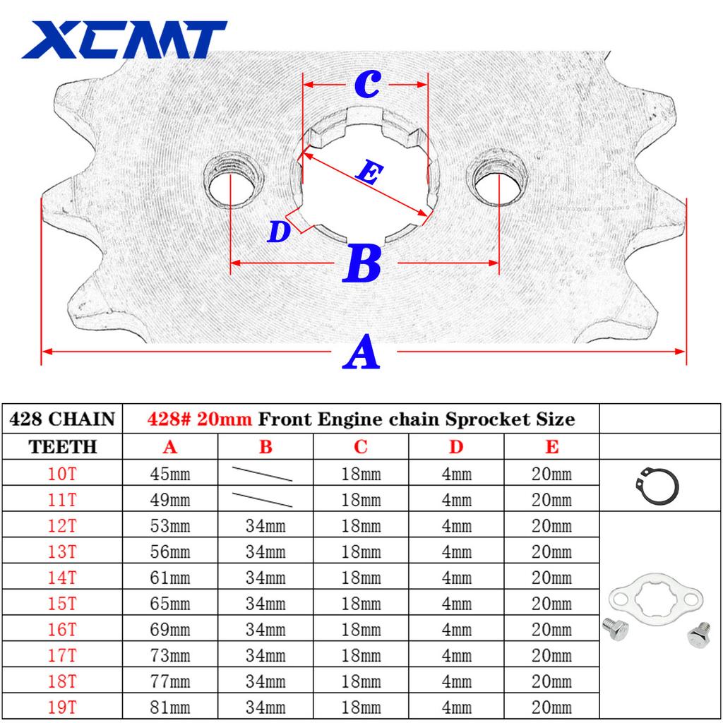 428# 20mm 10T-19T Front Engine Sprocket For BSE SSR SDG KAYO Dirt Pit Bike ATV Quad Go Kart Moped Buggy Scooter Motorcycle