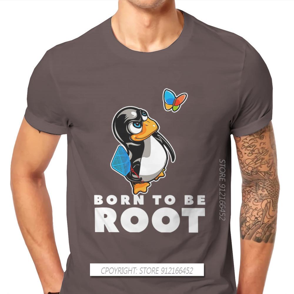 Linux Operating System Tux Penguin Man TShirt Butterfly Killer Illustration Fashion Basic T-Shirt Harajuku Streetwear Hipster