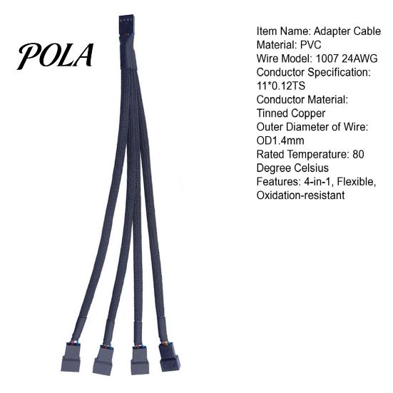 Cooling Fan Cable 4Pin Computer Adapter 4-in-1 CPU Tinned Copper Cooler Patch Cord Accessories