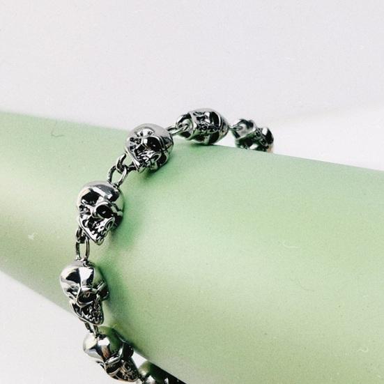 Браслет унисекс с подвеской в виде черепа в винтажном стиле панк-стиль, зажим-лобстер, сплав, полированный, готический