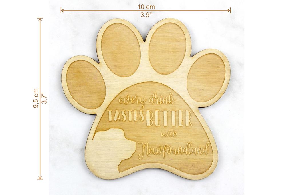 Ньюфаундленд, Ньюфс, Ньюфы - Подставка под кружку, гравированная подставка с собакой, подарок для любителя собак от бренда Art-Dog