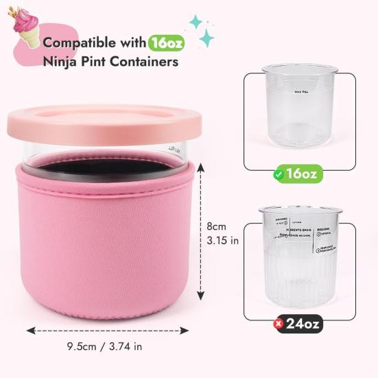 4 шт. Рукава для стаканов для мороженого для Ninja NC501 пинты Многоразовые неопреновые рукава Предотвращают конденсацию Нескользящие Стакан 16/24 унции