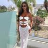 tube top bikini swimsuit sexy lace swimsuit long skirt solid color women's split swimsuit