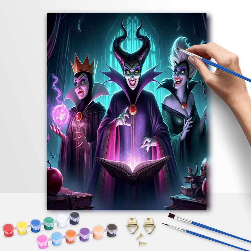 Disney Набор для масляной живописи «Злодеи» Декор для стены в спальне Дома Ручная работа Подарок Искусство и ремесла DIY Картина по номерам Для взрослых Королева Малефисента Урсула