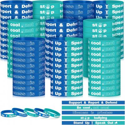 Jenaai 100 шт. Браслеты против буллинга Оптом Агат Предметы для профилактики буллинга Силиконовые браслеты для осведомленности, сбора средств, школьного мероприятия, кампании,