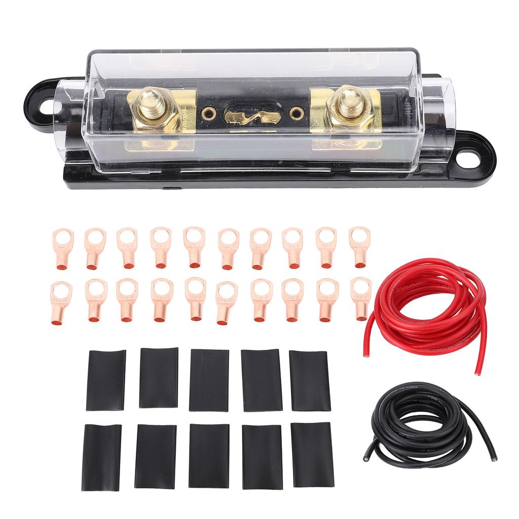 4AWG 20ft Wire Stable Signal Transfer Copper Clad Aluminum Power Ground Cable with 150A Fuse Box for Car RV Trailer