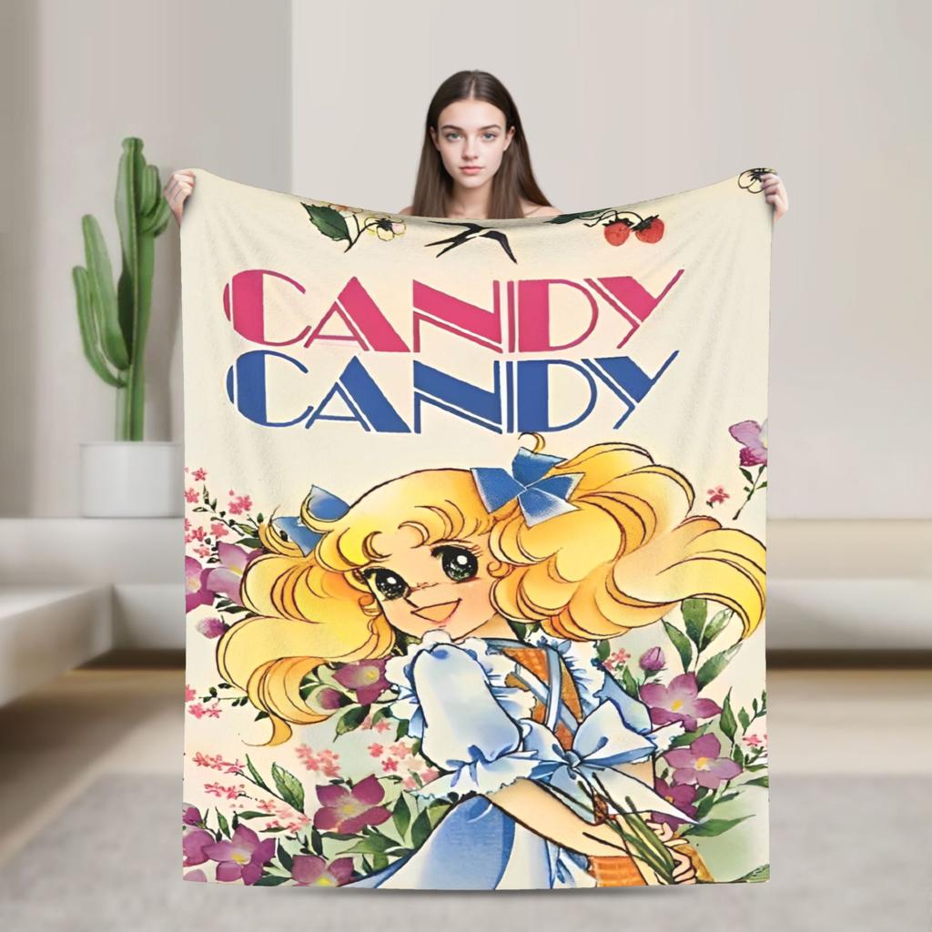Candy Candy Anime Cartoon Fuzzy Blanket  Awesome Throw Blankets for Home 150*125cm Bedspread