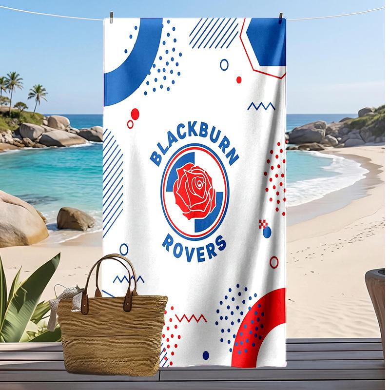Blackburn Rovers Football Print Beach Towel, Large Soft Quick Dry Towel for Beach Camping Swimming