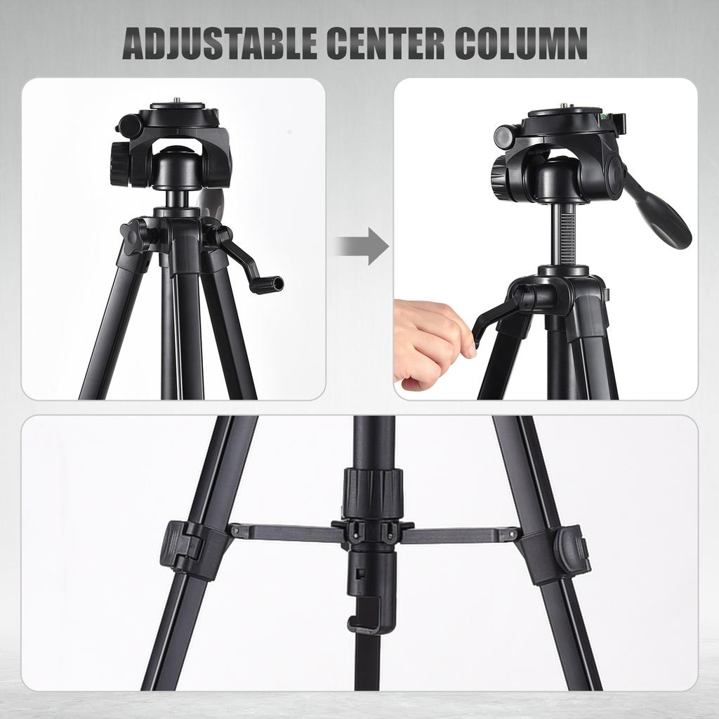 150cm/ 59in Portable Camera Tripod Stand Aluminum Alloy Photography Travel Tripod 3kg Load Capacity
