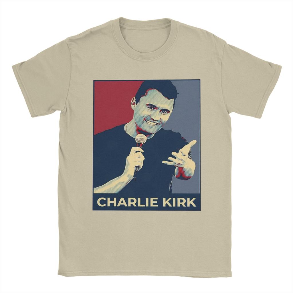 Charlie Kirk RIP Men T Shirts Amazing Tee Shirt Short Sleeve Round Neck TShirts 100 Cotton Printing Clothing