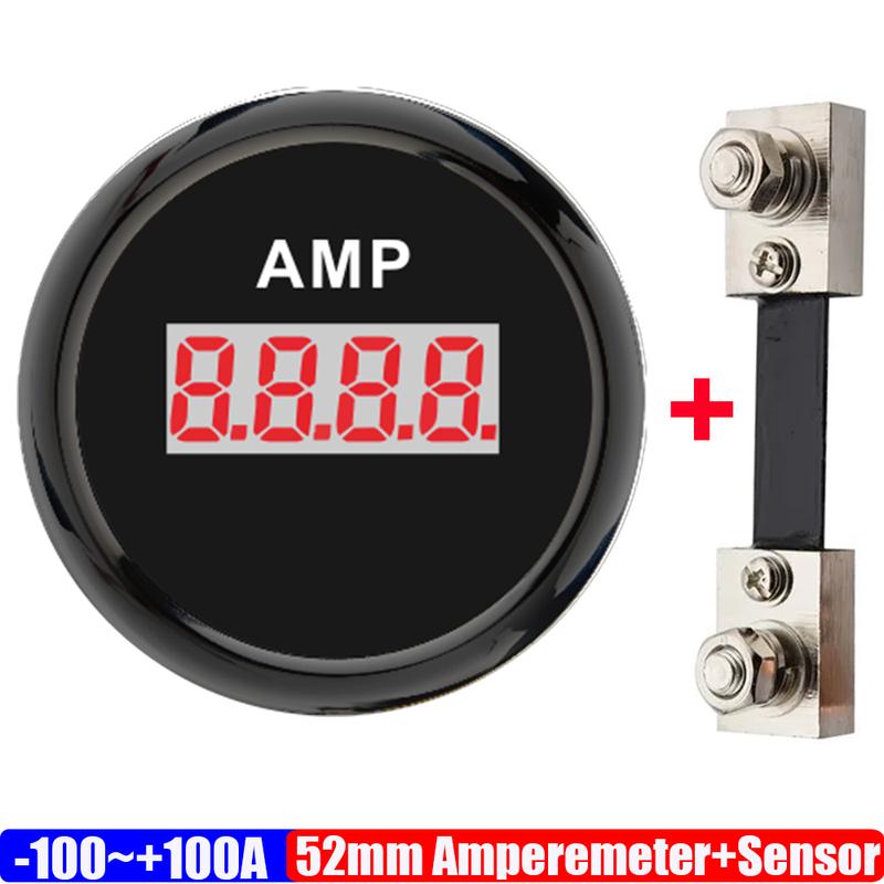Цифровой амперметр 52 мм Амперметр AMP-метр +/-100А +/-150А С датчиком тока С красной подсветкой 12В/24В Индивидуальный