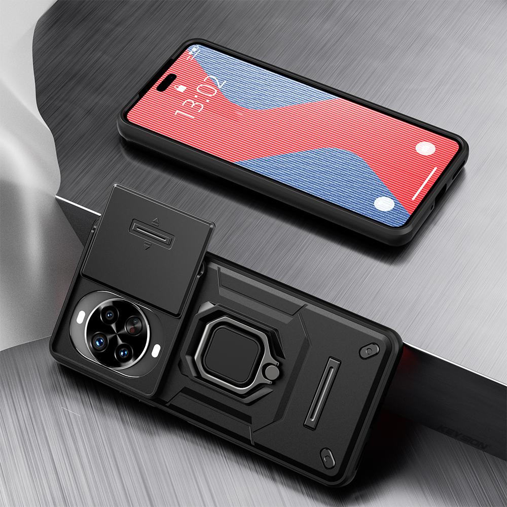 KEYSION Противоударный чехол для Huawei nova 14 14 Pro с выдвижной защитой камеры, металлической кольцевой подставкой, задняя крышка для телефона Huawei nova14Pro