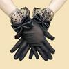 1 пара женских перчаток для выпускного вечера, прозрачное кружево, декор в виде банта, ажурная сетка
