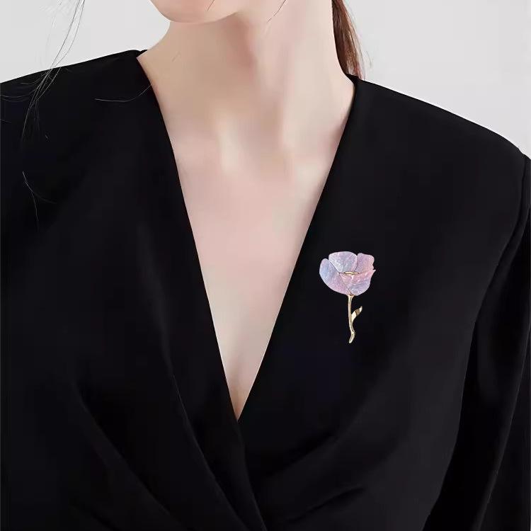 Ниша Простая Многоцветная Тарелка Цветок Брошь Женская Личность Плоская Роза Булавка Темперамент Костюм Брошь