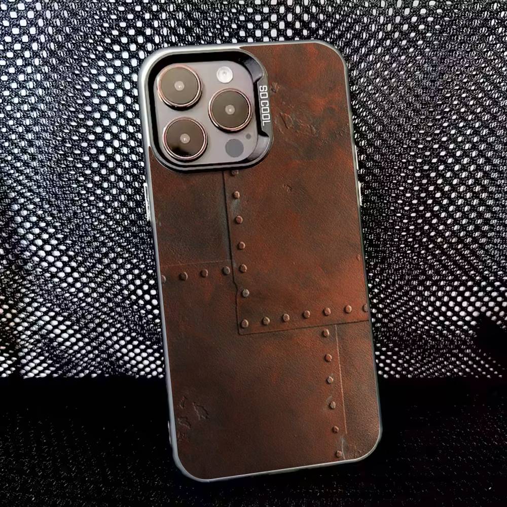 Ретро Индустриальный Стиль Ржавый Чехол Для Телефона Для iPhone 16,15,14,13,12,11,8,7,Pro,Max,Plus,Mini,XS,SE Противоударный Черный Матовый Жесткий