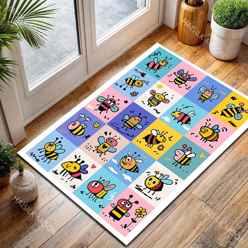 Multiple sizes Cartoon Bees Collection Carpet for Living Room Bedroom Sofa Home Decor Rus Non-slip Floor Mat Luxury Gift