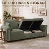 3 Seater Sofa with Lift-Up Storage, 228cm Comfy Velvet Couch with Wide Deep Seat, Dark Green
