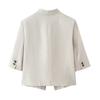 Европейский и американский стиль, новая женская одежда, модный, блейзер с коротким рукавом из смесовой льняной ткани 2756998