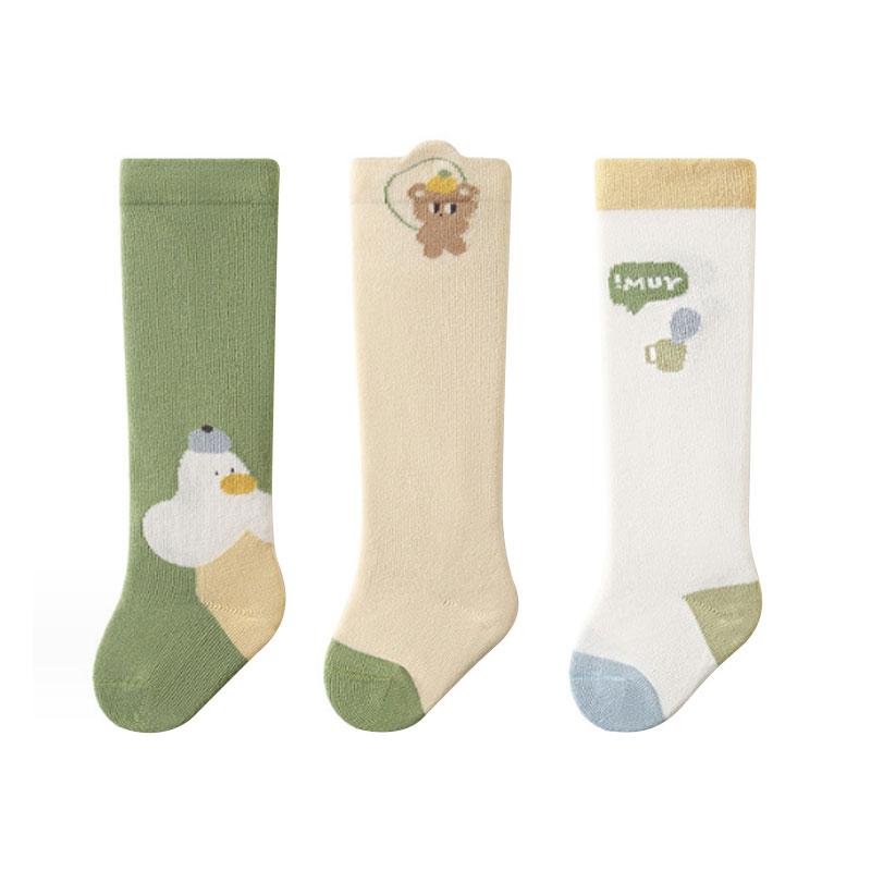 3 пары/лот детские гольфы, хлопковые милые длинные носки с героями мультфильмов для маленьких девочек и мальчиков, высокие гольфы для новорожденных, От 0 до 3 лет