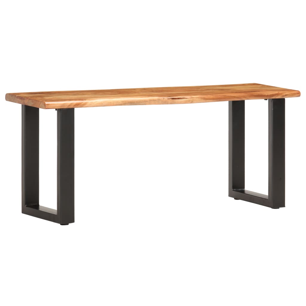 Solid Wood Bench with Natural Edge 110 cm Acacia Wood and Steel