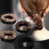 New Fashion with High Elastic Leopard Print Rhinestone Ball Headband, Perfect for Women'S Ponytails And Buns.