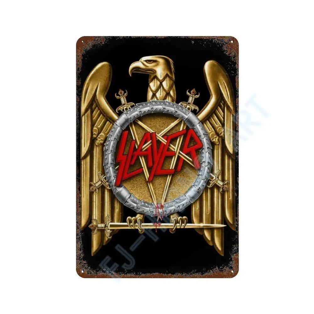 Винтажный Постер Альбома Slayer Хэви-метал Металлическая Жестяная Вывеска Табличка Nordic Настенное Искусство Тарелки для Декора Комнаты Дома Подарки для Мальчика