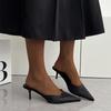 2024 новый острый средний каблук тонкий каблук ленивый одна педаль сумка голова французский минималистский женская летняя одежда сандалии большой размер женщины