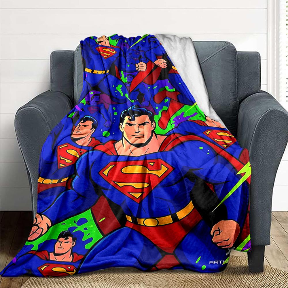 1pc Superman, Comic Art Print Blanket Polyester Fiber, All Season Comfort for Sofa, Bed, Office, Car, Camping Ideal Home Decor & Gift, Office Comfort