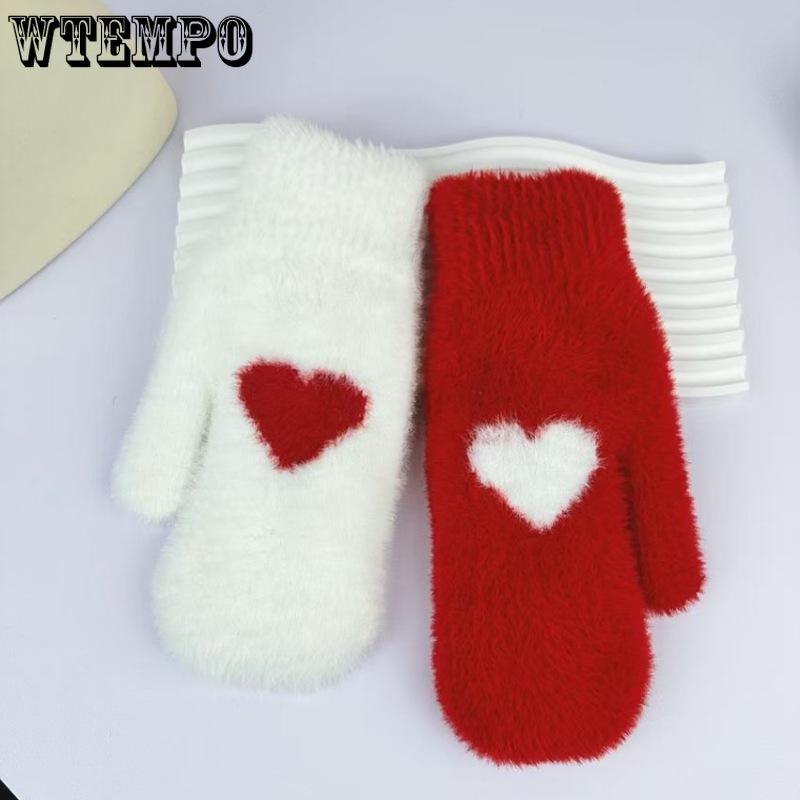 Winter Cold Resistant Gloves for Women Thickened and Plush Imitation Cycling Student Warm Gloves for Women