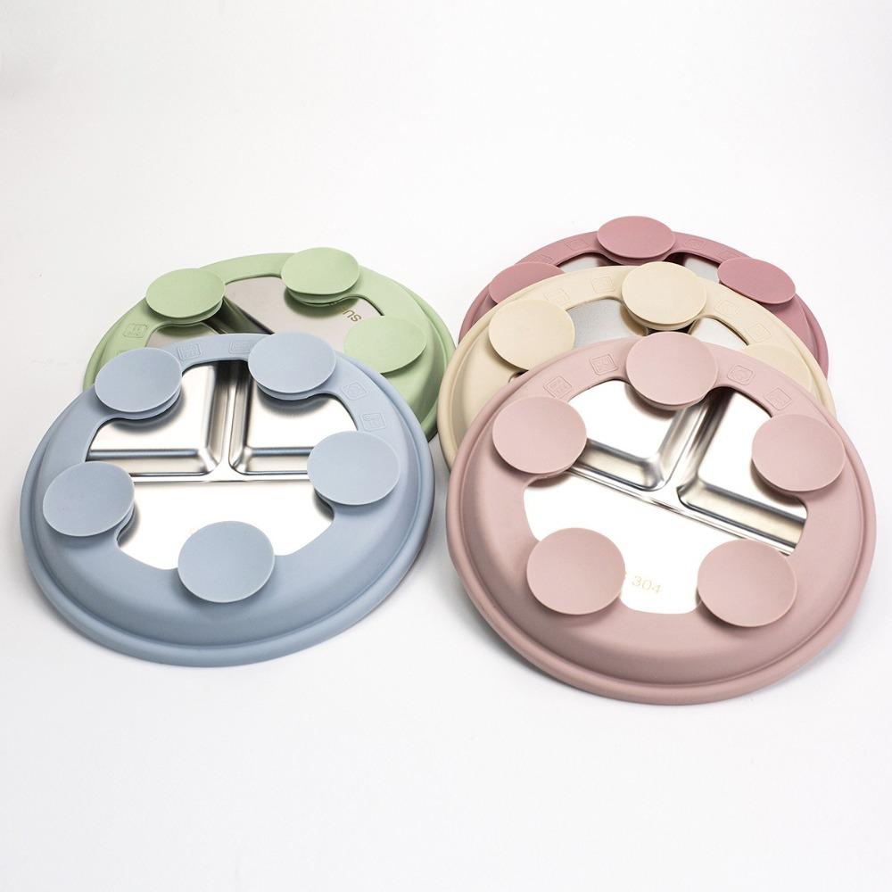 304 Stainless Steel 3 Grids Children Dishes Kids Feeding Bowls Toddle Training Tableware