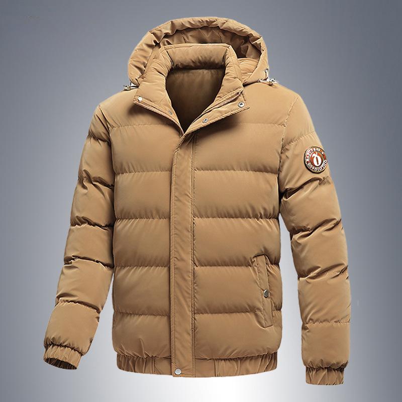 Хлопковая одежда Зимняя хлопковая куртка Модная брендовая мужская короткая повседневная теплая утолщенная хлопковая одежда Свободная куртка с капюшоном