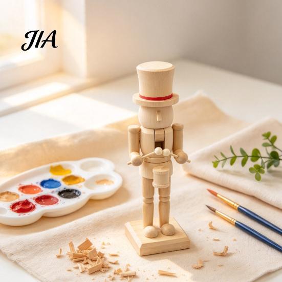 Artistic Craft Material Wooden Nutcracker Figurines, DIY Paint Your Own Soldier King Drummer, Holiday Supplies Unfinished Wood Christmas Tabletop