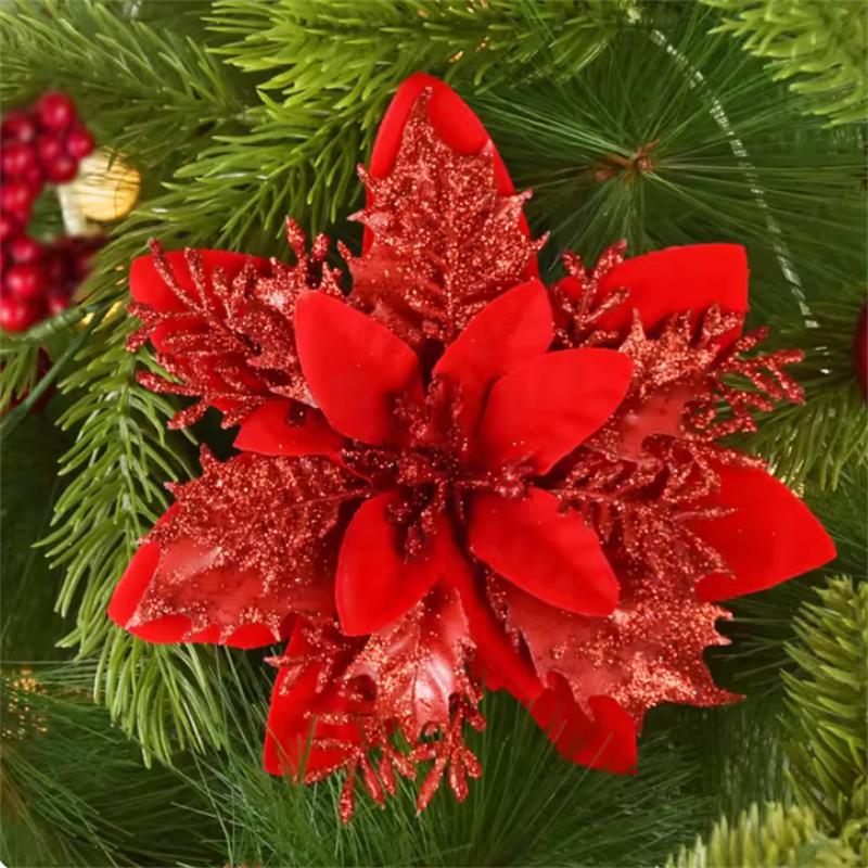 14 см подарочный новогодний блеск искусственный для дома веселые рождественские украшения рождественские цветы елочные украшения 1 шт нежные ювелирные изделия