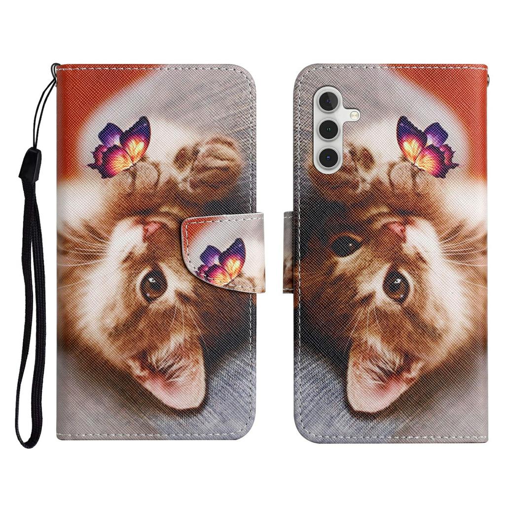 For Samsung Galaxy A17 5G Case Pattern Printing Protective Leather Folio Phone Cover with Wrist Strap