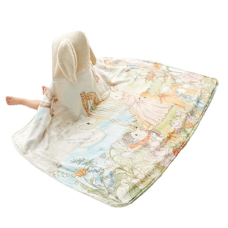 Jingqi Hooded Baby Poncho Bath Towel: Wearable, Absorbent, Newborn Bathrobe for Boys & Girls