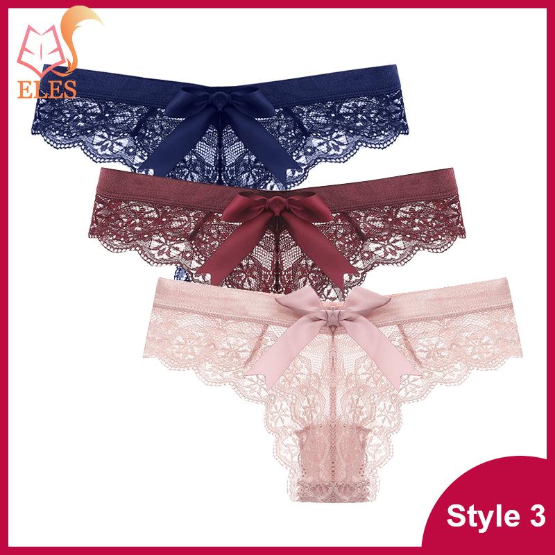 3 Pcs Woman Panties Sexy Lace Thong Underwear Lingerie Female T-back Temptation Low Waist G-string Pack