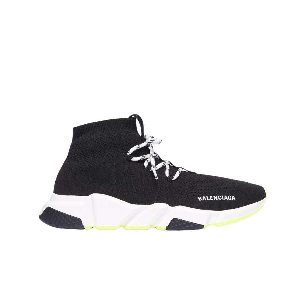 Balenciaga Speed Lace-up Trainer Black Neon Yellow