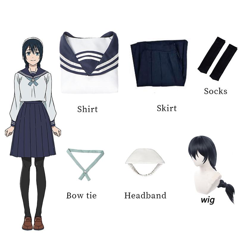 Amanai Riko Cosplay Anime Jujutsu Kaisen Riko Amanai Cosplay Costume JK Uniform Skirts Top Wig Halloween Costume for Girls Women