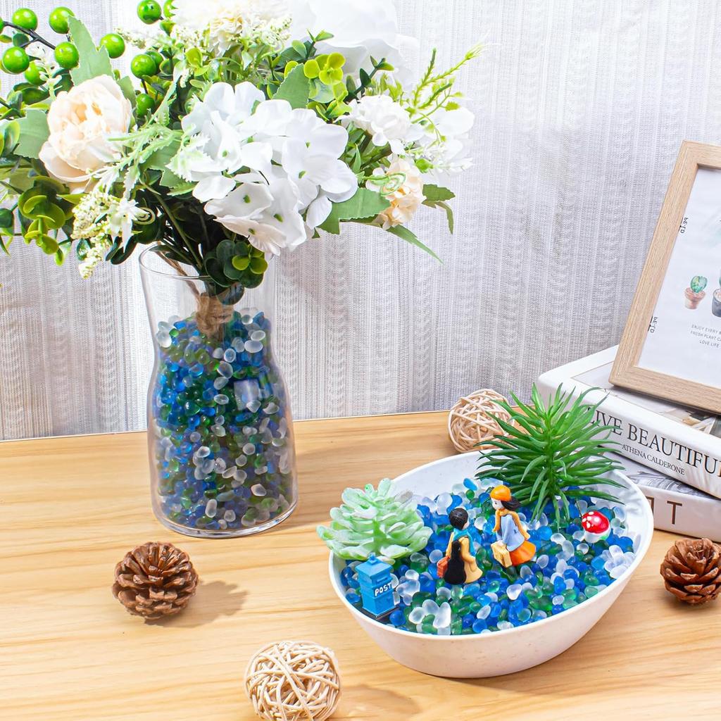 Keedolla 0,5 фунта Сине-зеленый Аквариум для рыбок Бетта, Камни, Гравий, Матовые стеклянные бусины, 6-9 мм, Аквариумные камни, Гравий для аквариума, Камешки для наполнения ваз,