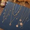 Fashion Vintage Multilayer Heart Choker Necklace Pendant Gold Silver Color for Women Party Jewelry