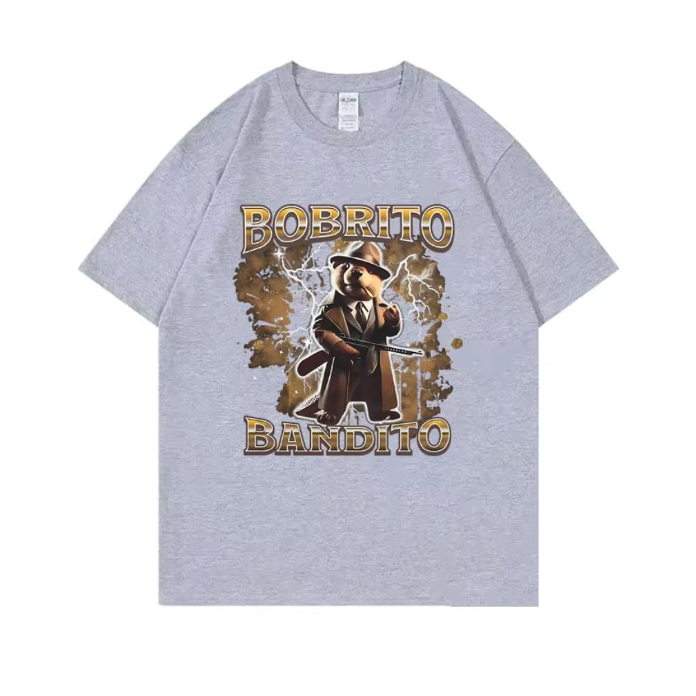 Italian Brainrot Bobrito Bandito Tshirts Capybara Funny Meme T Shirt Unisex Women Fashion Casual Humor Oversized Male Short Sleeve