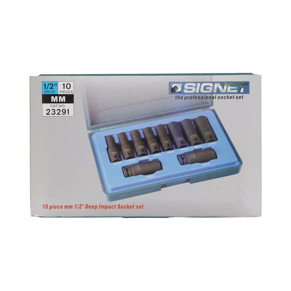 SIGNET 1/2 Drive 10-Piece Metric Deep Impact Socket Set (23291)