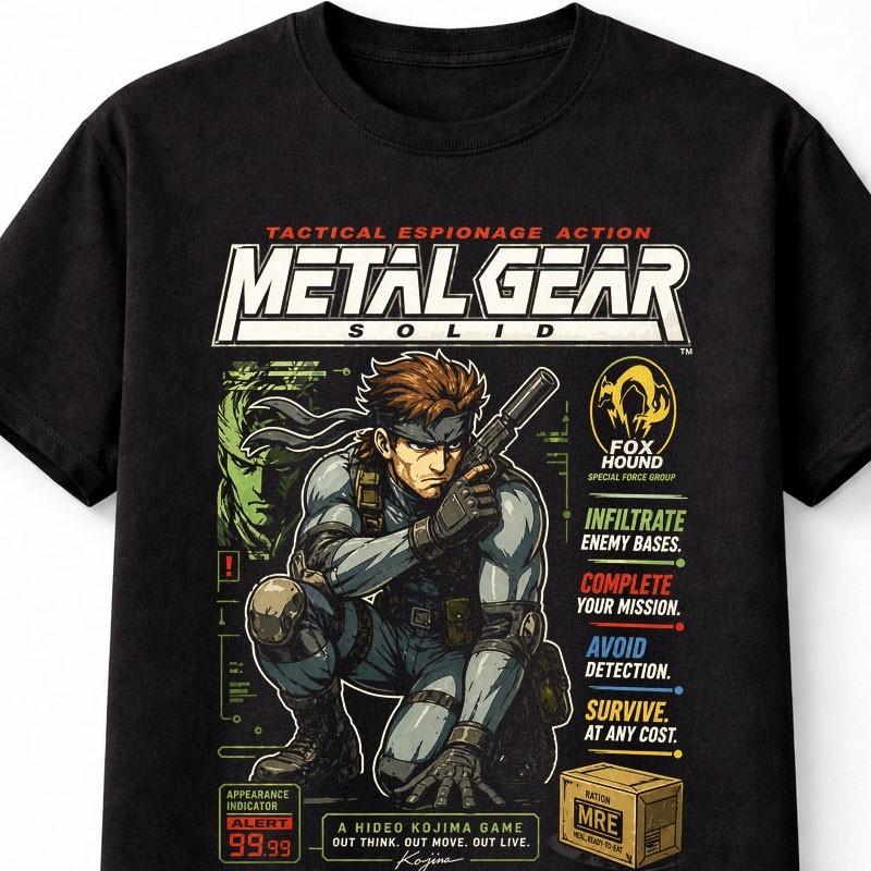 Футболка Metal Gear Solid Snake Тактический Шпионаж Ретро Унисекс Футболка