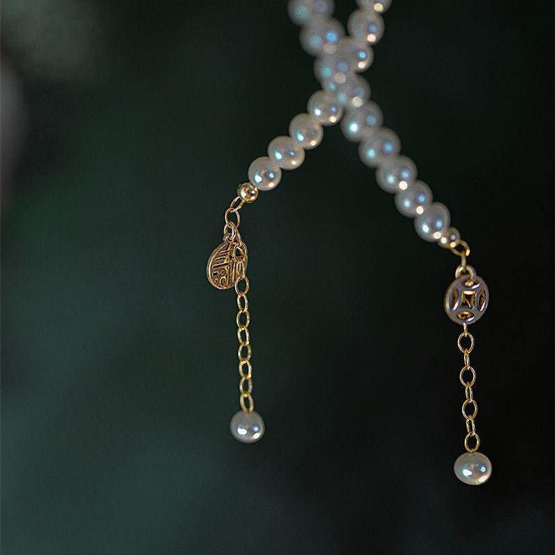 Imitation Pearl Hollow Copper Money Adjustable Bracelet For Elegant Hollow