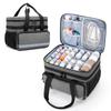 CURMIO Medical First Aid First Aid Easy To Large Medicine Gray Bag, Double-Layer Bag, Kit, Organize, Capacity, Storage,