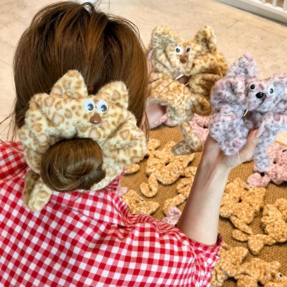 Plush Fabric Plush Cat Headband Cat Shape Plush Scrunchies Kitten Headband For Girls Women