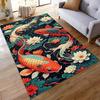Colorful Koi Fish with Lotus Design Non-slip Rug Suitable for Living Room and Bedroom Sofas
