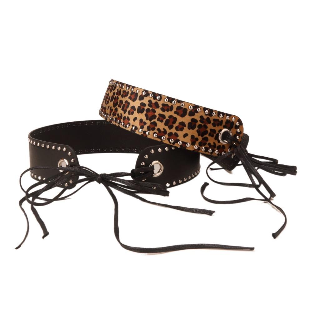 Однотонные заклепки кушаки регулируемый корсет на талии панк широкий пояс дамы